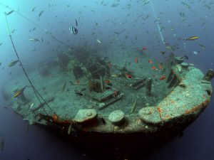 Panoramic view of the bow of the SS Thistlegorm
