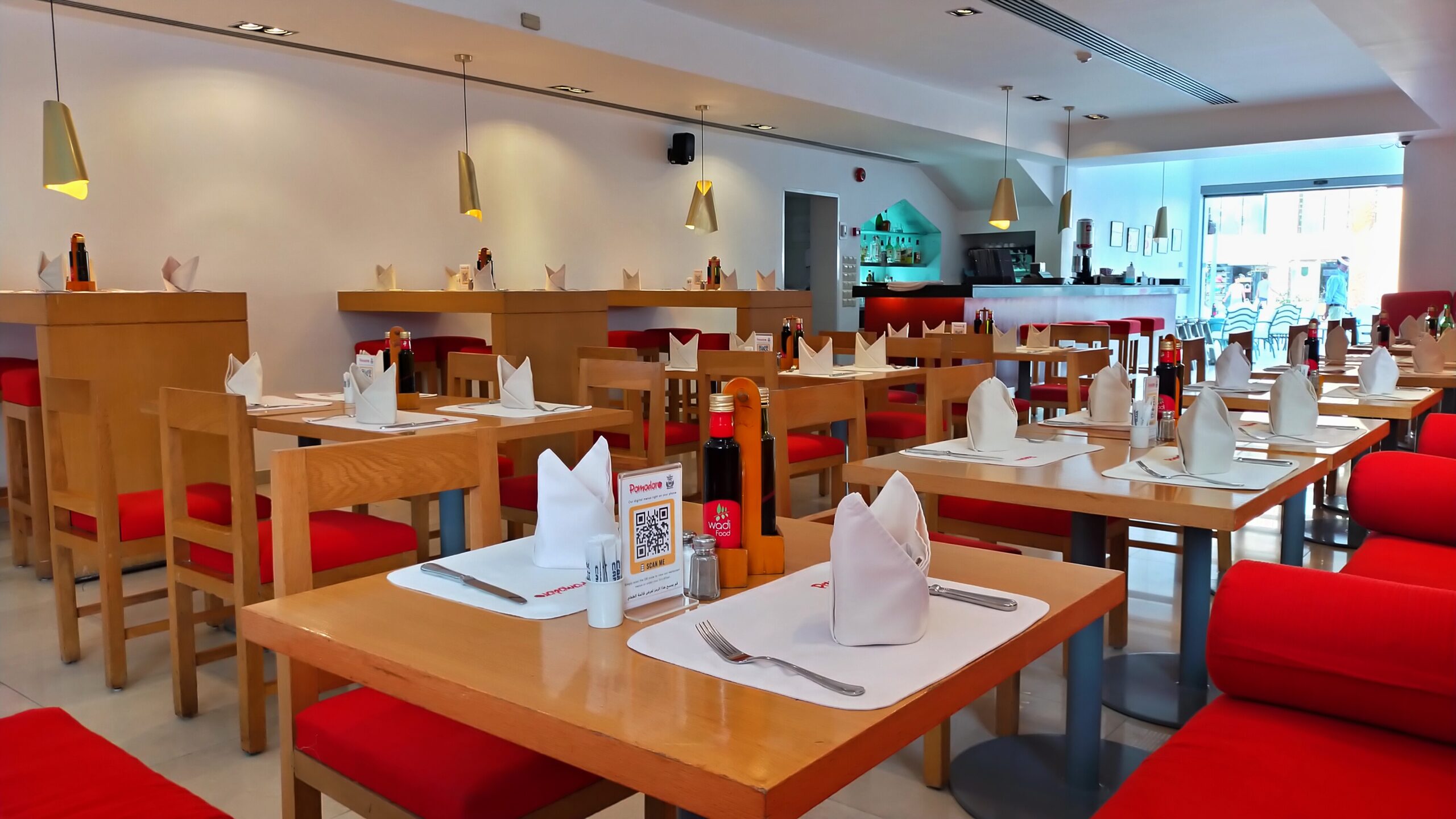 Pomodoro inside seating view of the bar