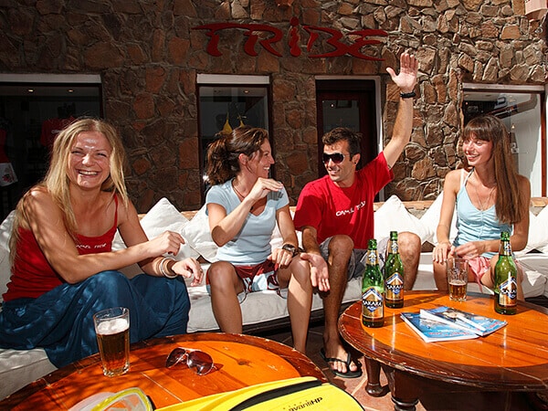 Divers at Beer oclock at the Camel Dive Club Courtyard