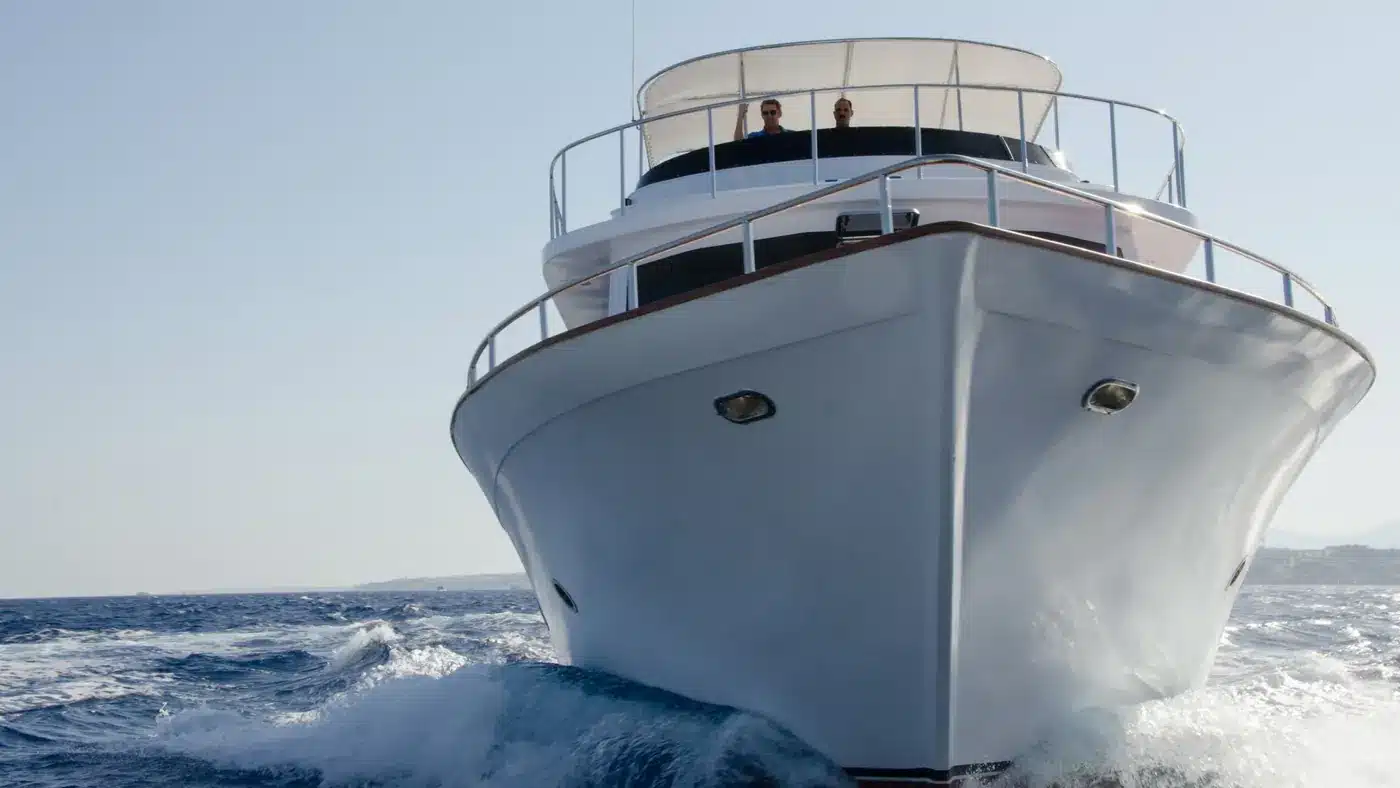 Camel dive boat heading out on the Red Sea